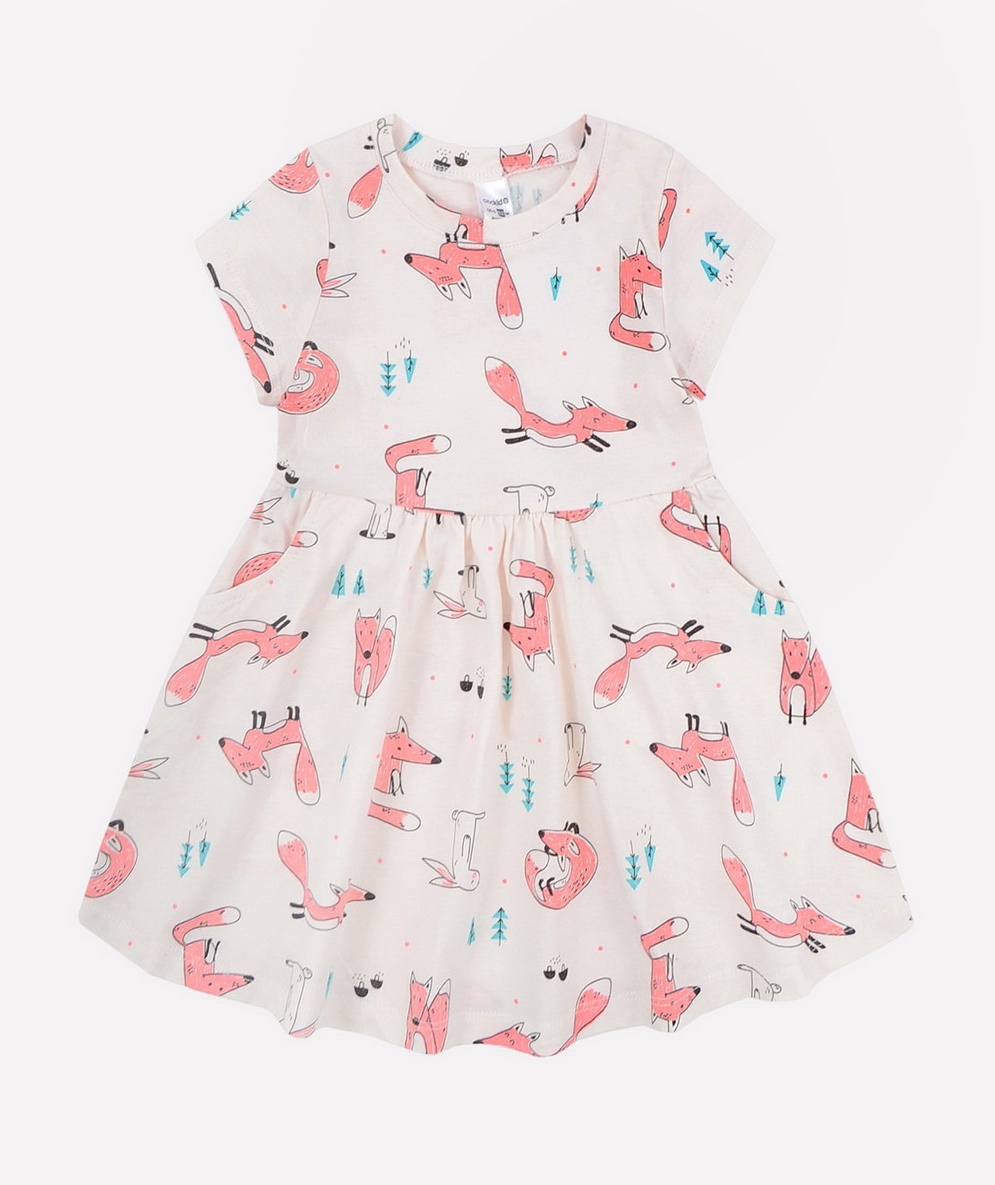 картинка Платье для девочки Crockid К 5375 сливки, лисы от магазина детских товаров ALiSa