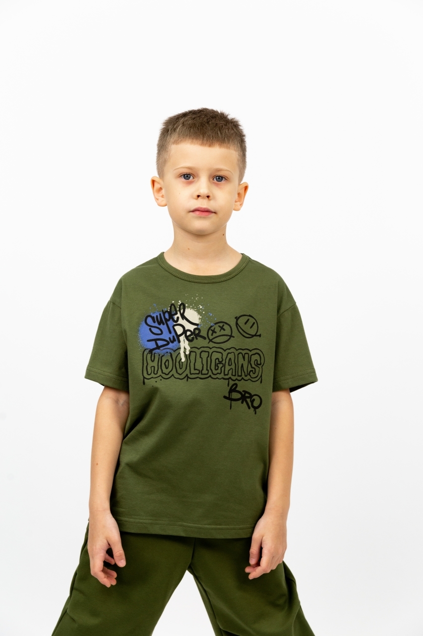 картинка Футболка для мальчика Baby Boom Ф154/4-К Хаки Б120 от магазина детских товаров ALiSa