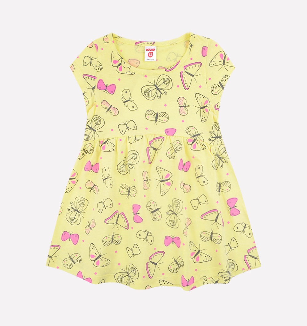 картинка Платье для девочки Crockid К 5515 бледно-желтый, бабочки от магазина детских товаров ALiSa