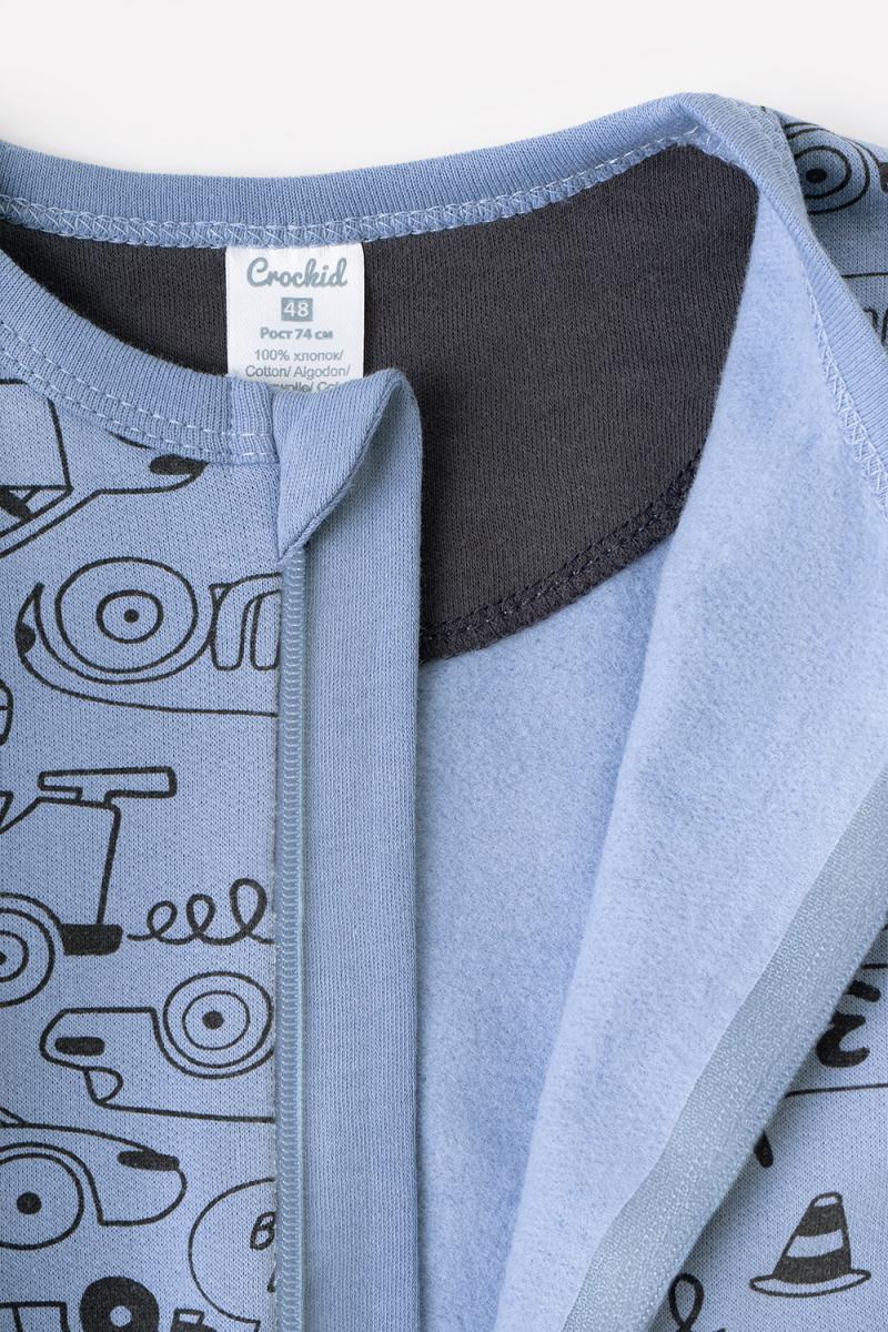 картинка Комбинезон для мальчика Crockid К 6192 быстрые машинки на серо-голубом я112 от магазина детских товаров ALiSa