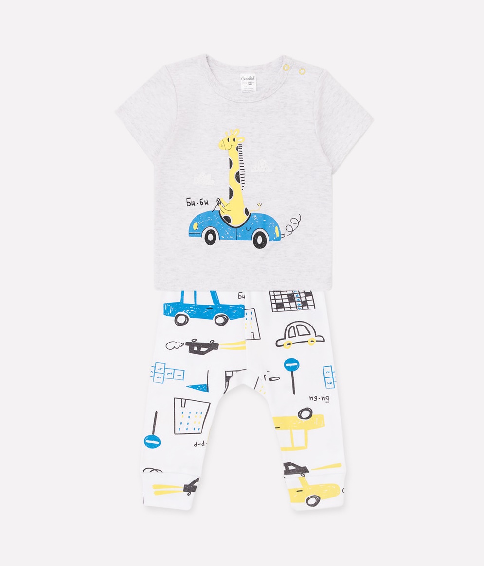 картинка Комплект для мальчика Crockid К 2613 св. серый меланж + дорожное движение на белом от магазина детских товаров ALiSa