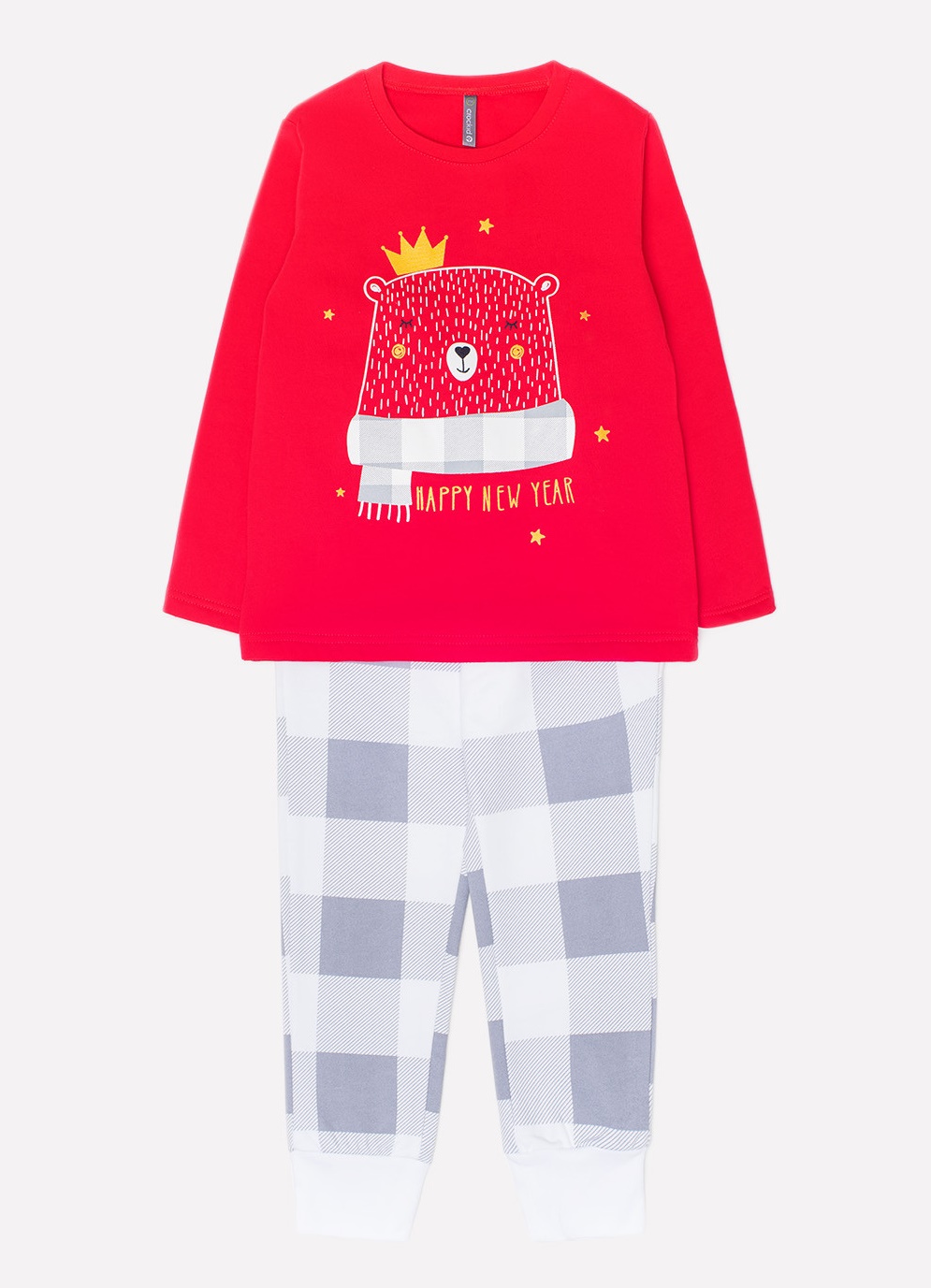 картинка Пижама детская Crockid К 1549 красный + клетка на белом от магазина детских товаров ALiSa