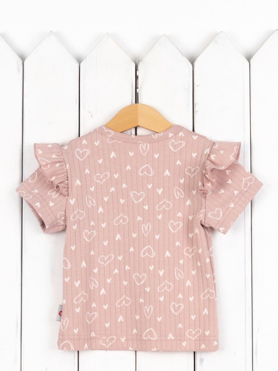 картинка Футболка для девочки Baby Boom Ф151/3-И Молочные сердечки на пудре от магазина детских товаров ALiSa