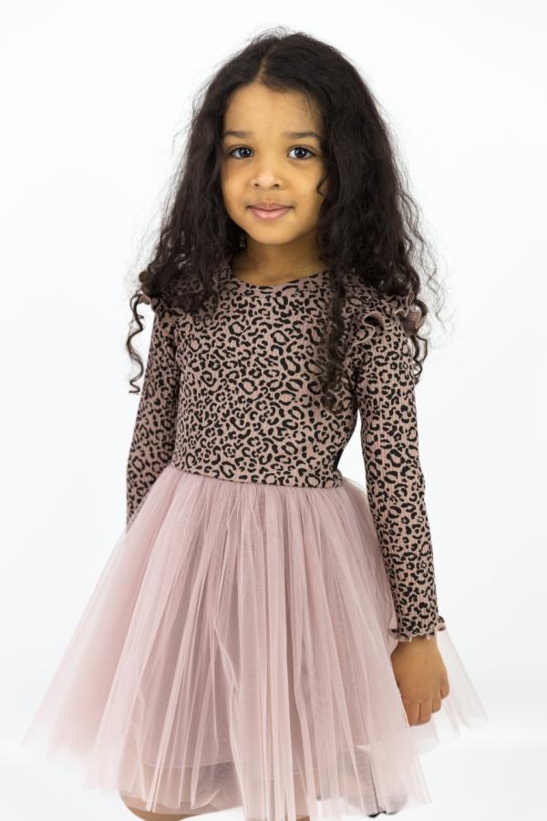 картинка Платье для девочки Baby Boom С224/4-К Леопард + дымчатый розовый от магазина детских товаров ALiSa