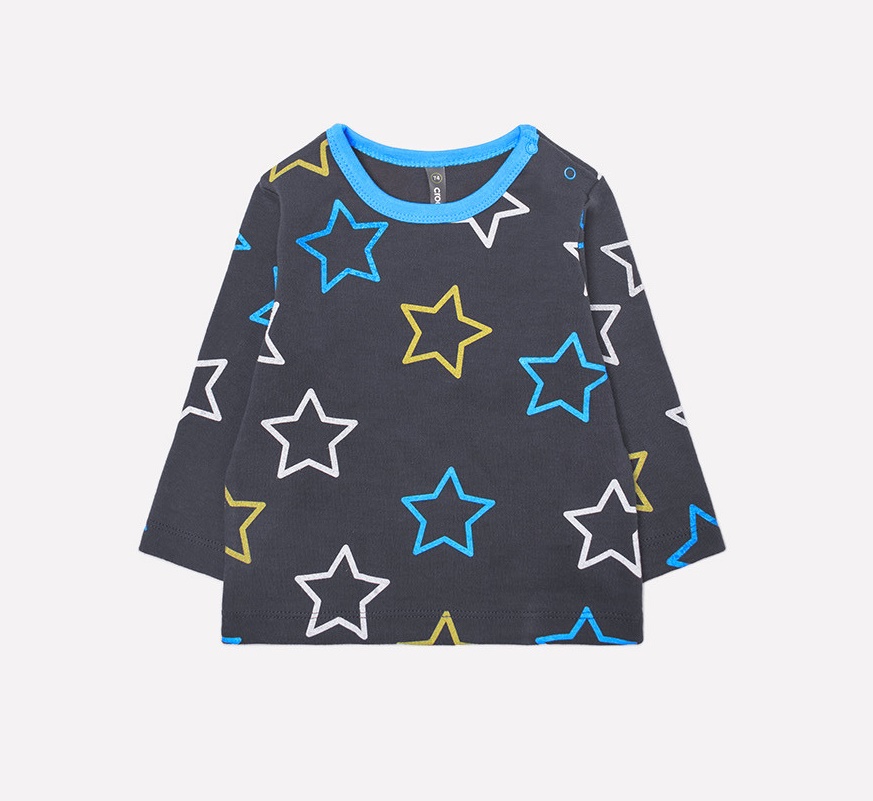картинка Джемпер для мальчика Crockid К 300728 голубые звезды на темно-сером от магазина детских товаров ALiSa