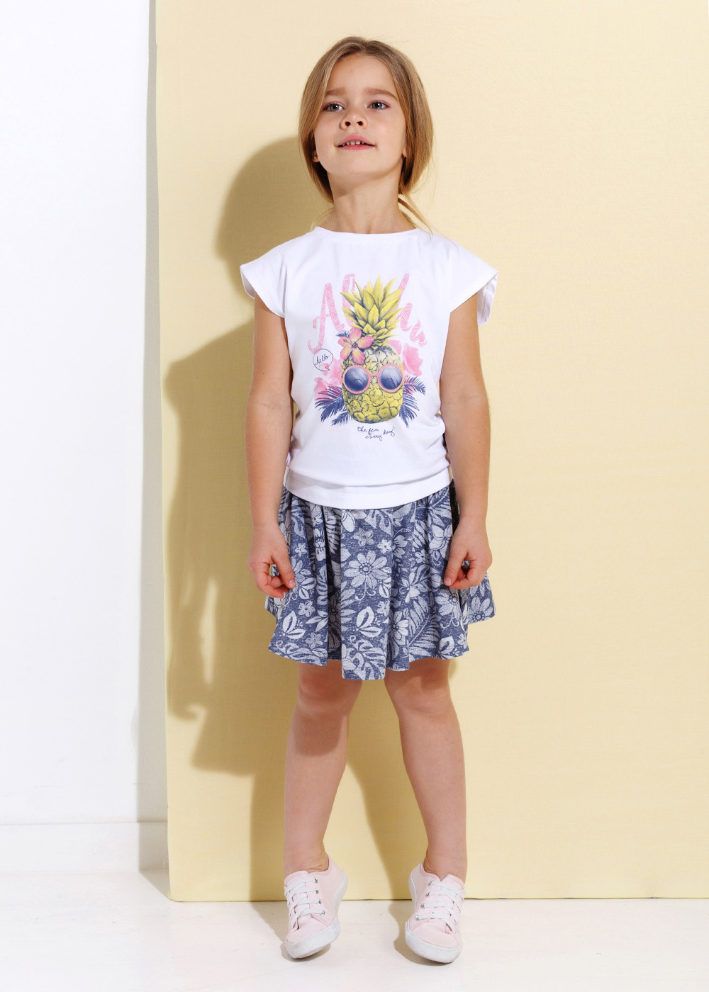 картинка Юбка для девочки Crockid КР 7078 серо-голубой меланж тропики к144 от магазина детских товаров ALiSa