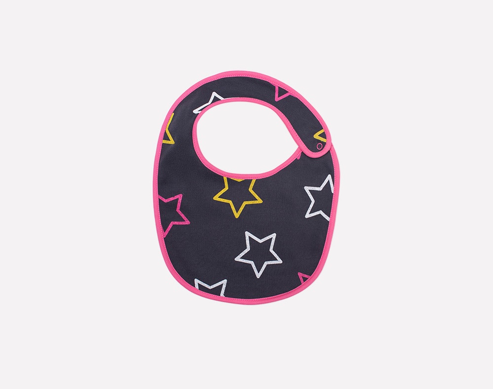 картинка Нагрудник для девочки Crockid К 8502 розовые звезды на темно-сером от магазина детских товаров ALiSa