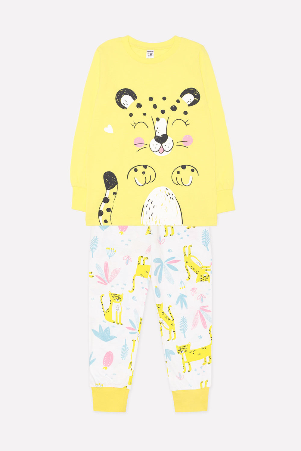 картинка Пижама для девочки Crockid К 1512 сочный лимон + леопарды на сахаре от магазина детских товаров ALiSa
