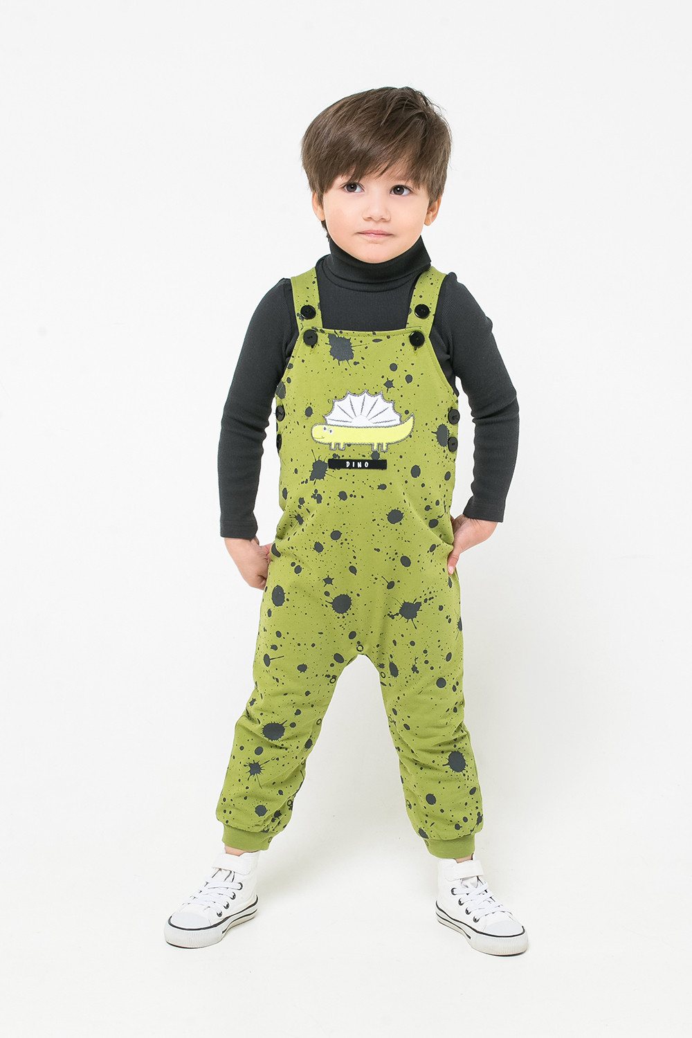 картинка Полукомбинезон для мальчика Crockid КР 6328 зеленый, брызги краски к262 от магазина детских товаров ALiSa
