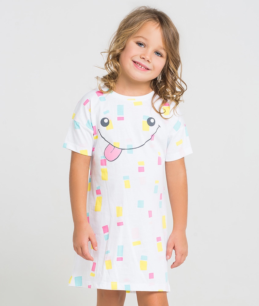 картинка Сорочка для девочки Crockid К 1148 цветные квадратики на белом от магазина детских товаров ALiSa