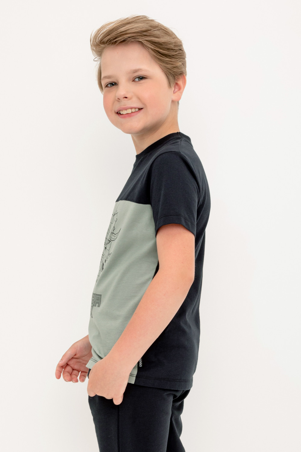 картинка Футболка для мальчика Crockid КР 302159 черный, зеленый чай к404 от магазина детских товаров ALiSa