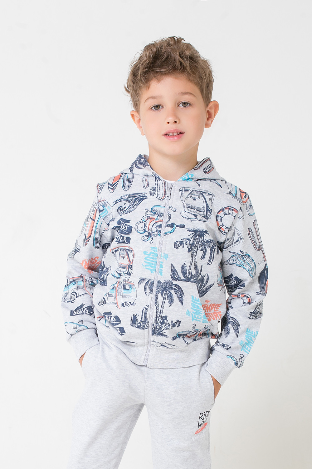 картинка Куртка для мальчика Crockid КР 301257 серо-голубой меланж, серфинг к284 от магазина детских товаров ALiSa