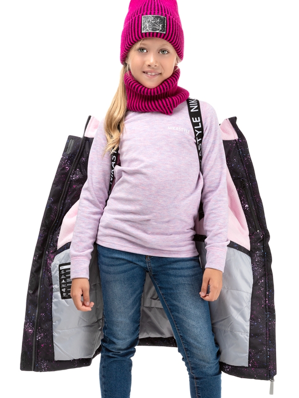 картинка Пальто зимнее для девочки NIKASTYLE 6з1824 Черный фуксия от магазина детских товаров ALiSa