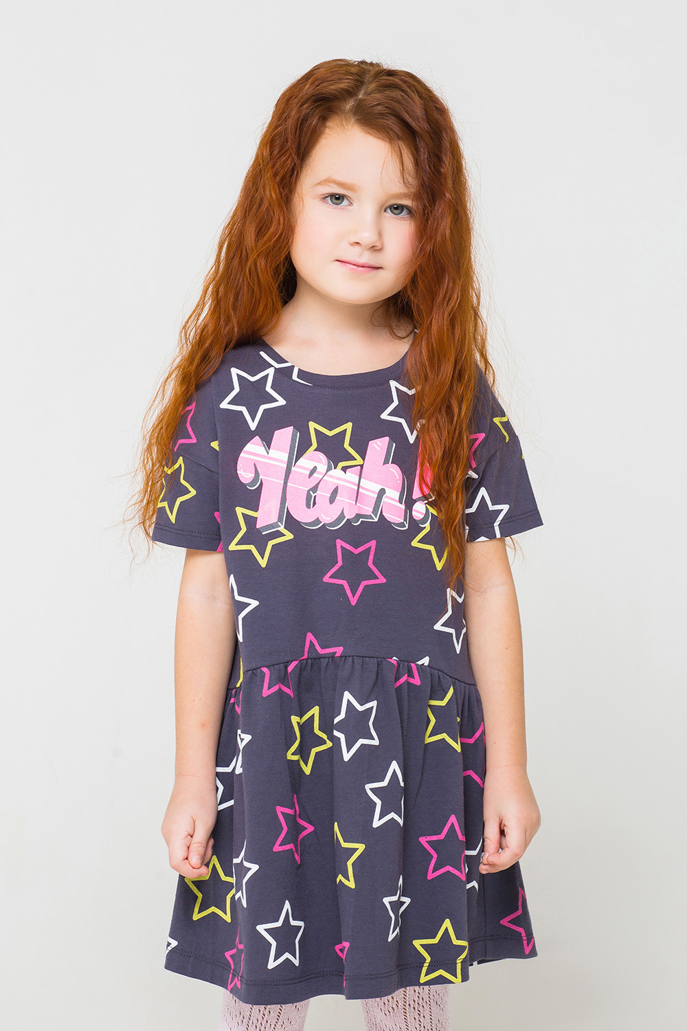 картинка Платье для девочки Crockid К 5531 темно-серый, звезды к1240 от магазина детских товаров ALiSa