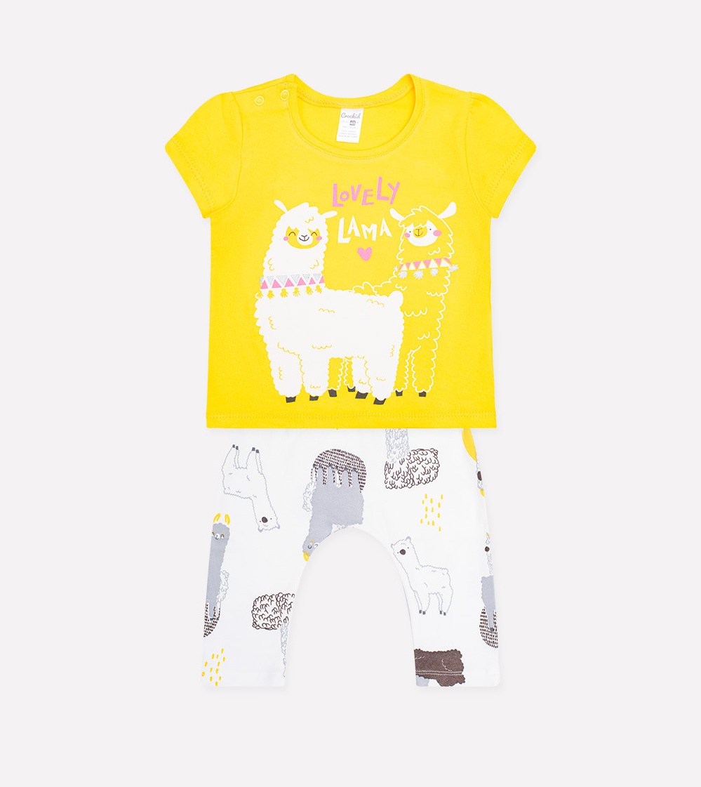 картинка Комплект для девочки Crockid К 2358 солнечный желтый + ламы от магазина детских товаров ALiSa