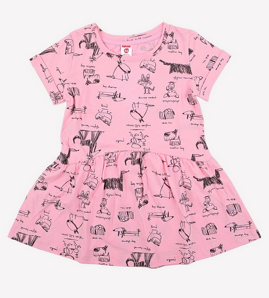 картинка Платье для девочки Crockid К 5417 домашние животные на нежно-розовом от магазина детских товаров ALiSa