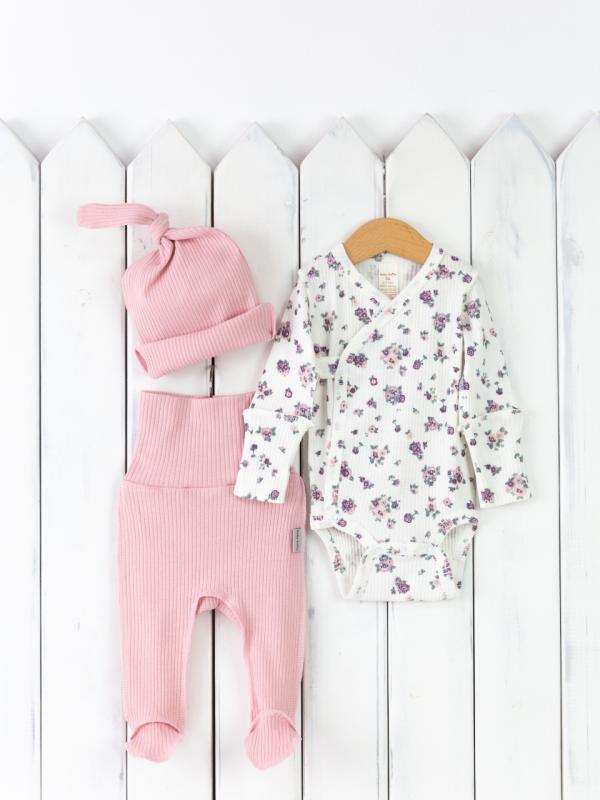 картинка Комплект для девочки Baby Boom КН122/12-И Сиреневые цветочки + розовый от магазина детских товаров ALiSa