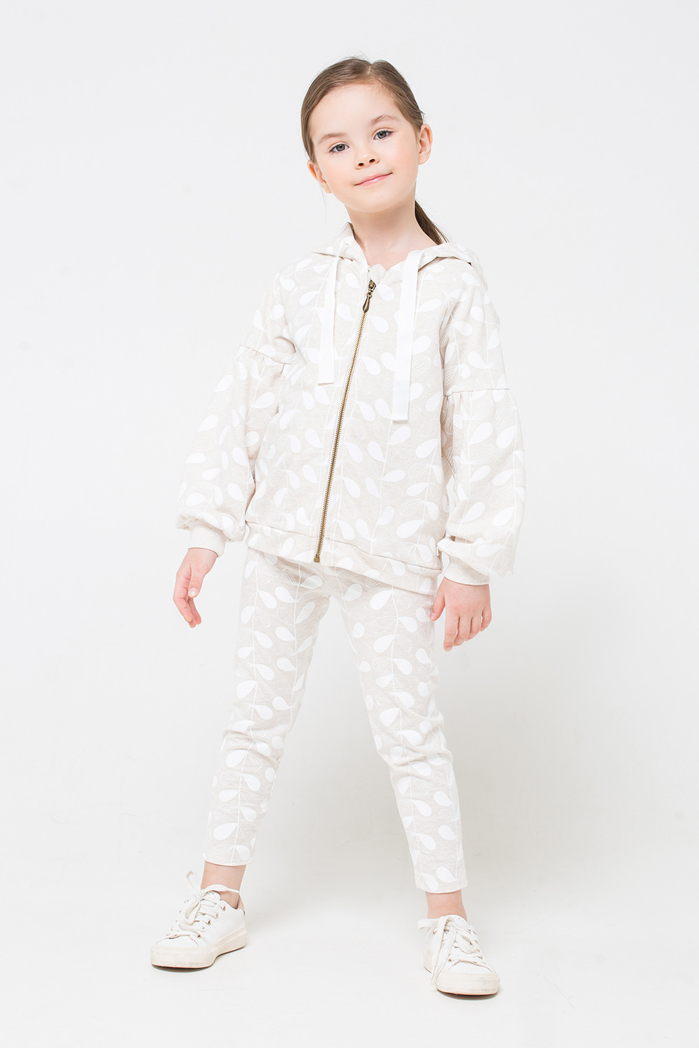 картинка Бриджи для девочки Crockid КР 4074 светло-бежевый меланж, лианы к255 от магазина детских товаров ALiSa