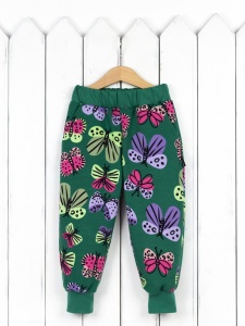 Брюки для девочки Baby Boom П97/3-Ф Бабочки на зелёном Б111