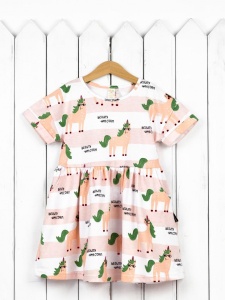 Платье для девочки Baby Boom С156/17-К Единороги на полоске Б108 Платье для девочки Baby Boom С156/17-К Единороги на полоске Б108