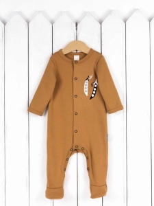 Комбинезон стопа для мальчика Baby Boom К308/10-И Стручки гороха, охра Комбинезон стопа для мальчика Baby Boom К308/10-И Стручки гороха, охра