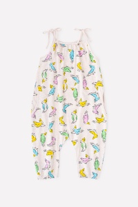 Полукомбинезон для девочки Crockid КР 6310 светло-бежевый меланж, цветные какаду к333