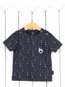 Футболка для мальчика Baby Boom Ф90/4-И Значки серые на графите я735