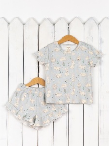 Пижама для девочки Baby Boom КС21/1-И Зайцы на сером