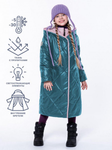 Пальто зимнее для девочки NIKASTYLE 6з4423 изумрудный