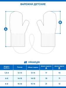 Варежки детские NIKASTYLE 14з17025 Светло розовый