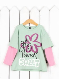 Лонгслив для девочки Baby Boom Ф143/6-К Серебр мята-розовый Б117