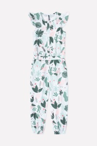 Полукомбинезон для девочки Crockid КР 6182 белый, листья зелени к335 Полукомбинезон для девочки Crockid КР 6182 белый, листья зелени к335