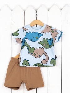 Комплект для мальчика Baby Boom КД506/2-К Дино на голубом + бежевый я736