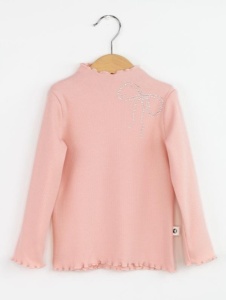Лонгслив для девочки Baby Boom Ф167/1-К Стразы Розово-персиковый