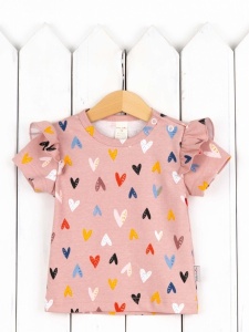 Футболка для девочки Baby Boom Ф151/2-И Сердечки на бежевом