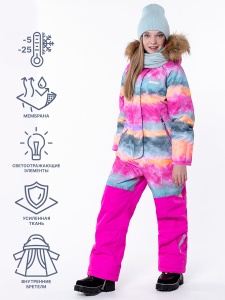 Комбинезон зимний для девочки NIKASTYLE 8з1423 персиковый фуксия Комбинезон зимний для девочки NIKASTYLE 8з1423 персиковый фуксия