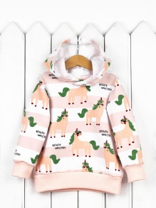 Худи для девочки Baby Boom Д49/2-Ф Единороги на полоске Б108 Худи для девочки Baby Boom Д49/2-Ф Единороги на полоске Б108