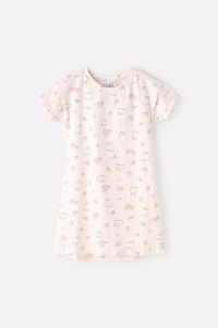 Сорочка для девочки Crockid К 1139 котики в цветах на светлом жемчуге